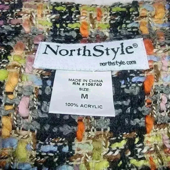 NorthStyle Blazer Jacket Womens Medium Black Colorful Tweed Mod Retro Swing - Picture 11 of 13